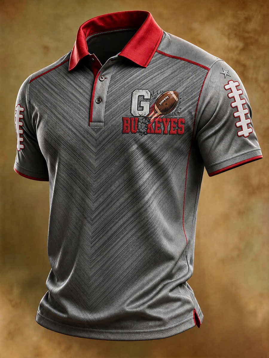 Men'S Retro Rugby Collar Polo T-Shirt