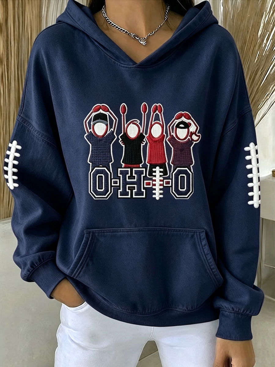 Women's Football Fan Printed Vintage Hoodie