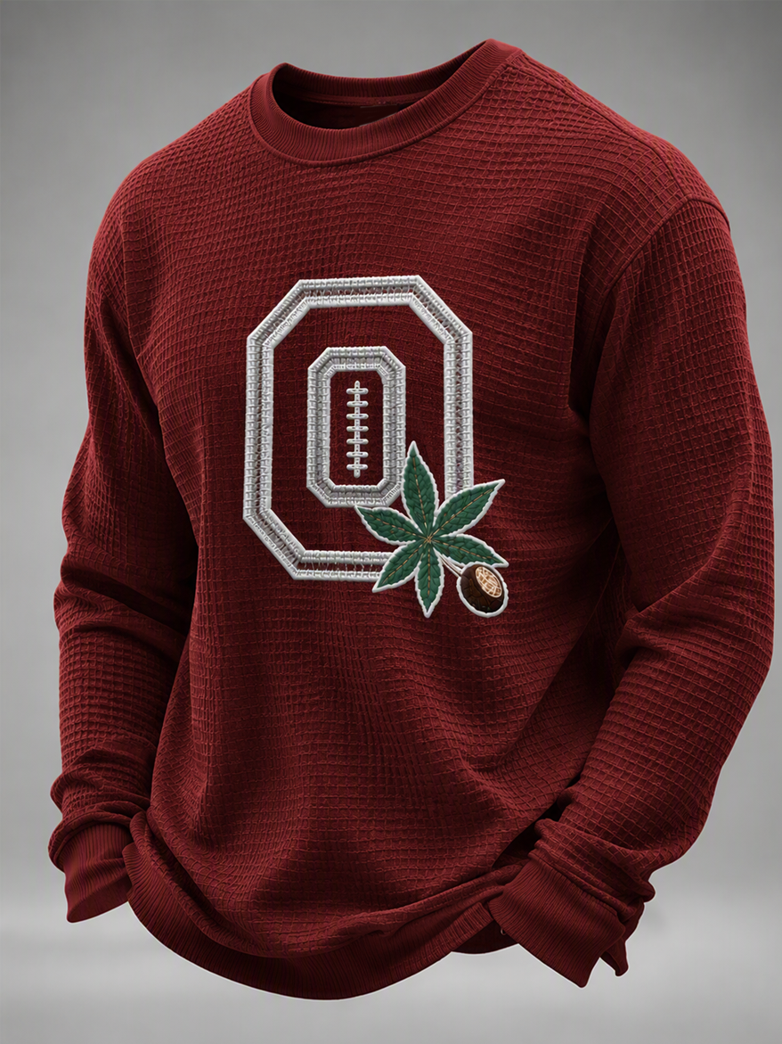 Men'S Football Game Printed Waffle Sweatshirt
