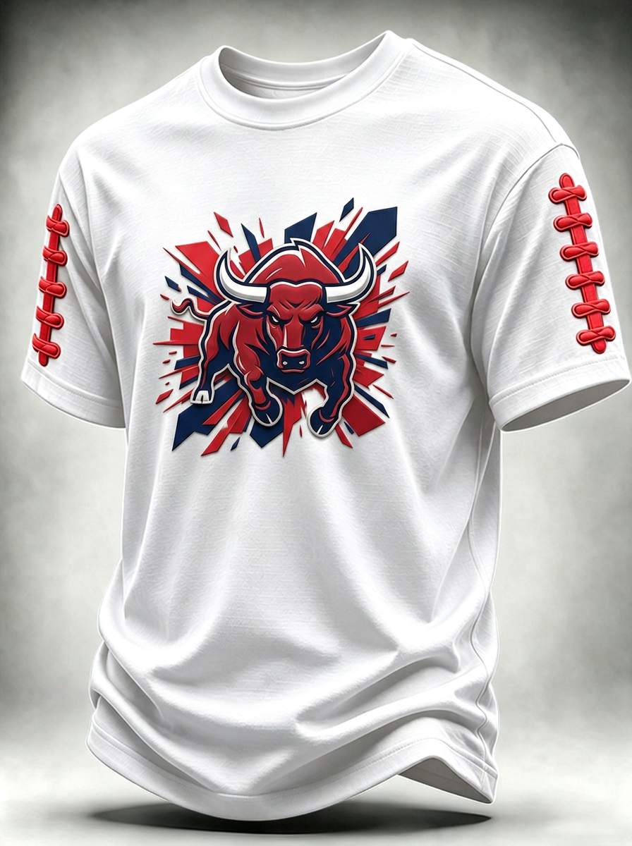 Unisex Houston Texans Football Bull Graphic Printed T-shirt
