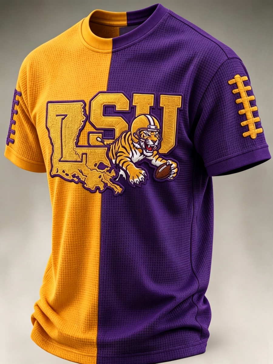 Men's Football Fan Print Waffle T-Shirt