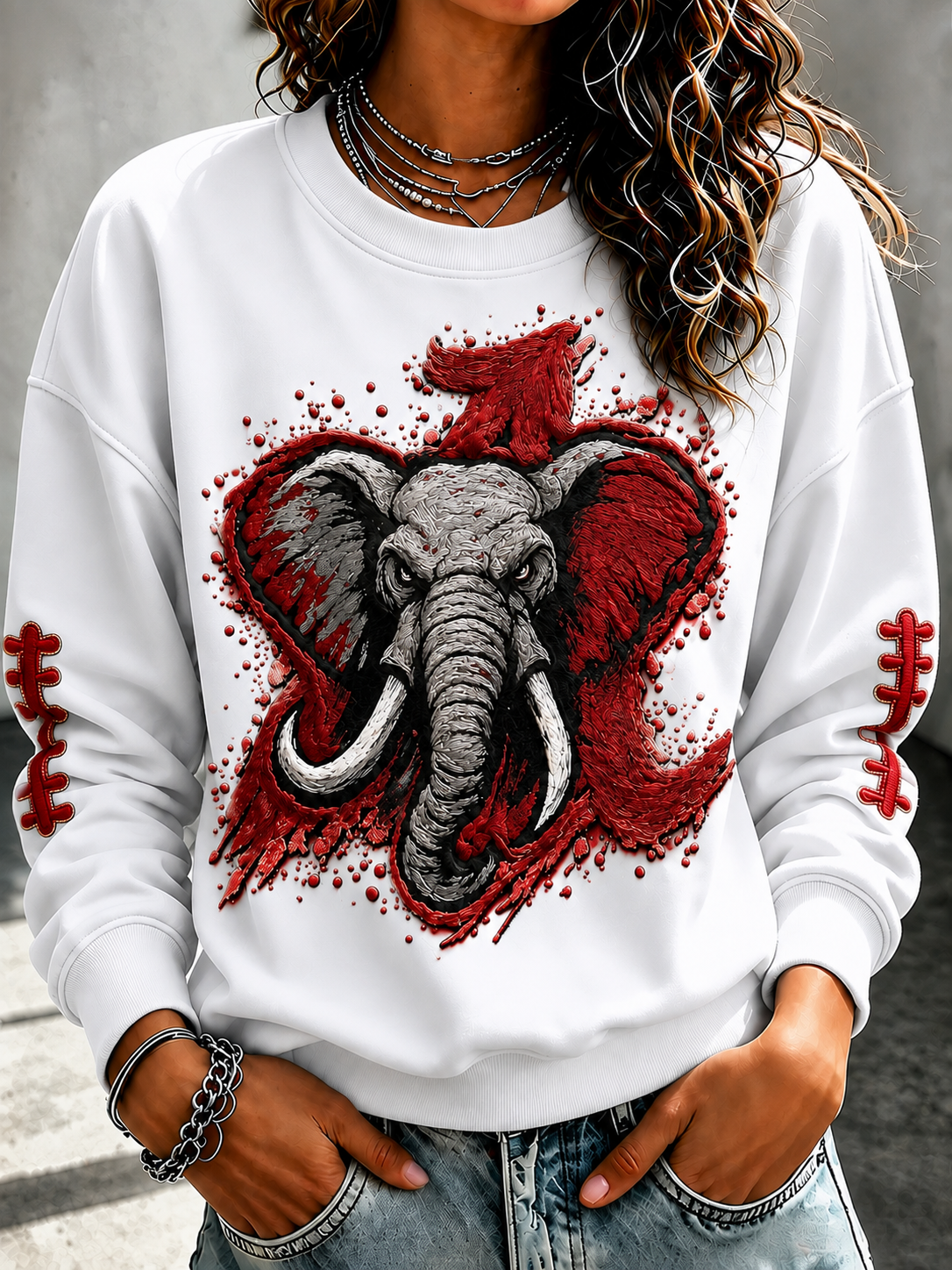 Women'S Rugby Printed Round Neck T-Shirt
