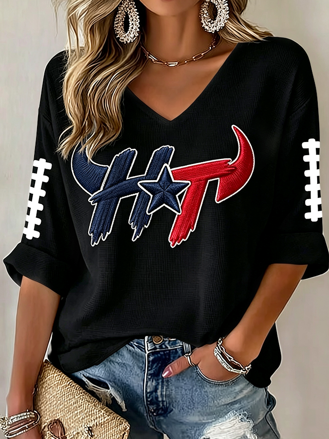 Women'S Football Casual Printed Top