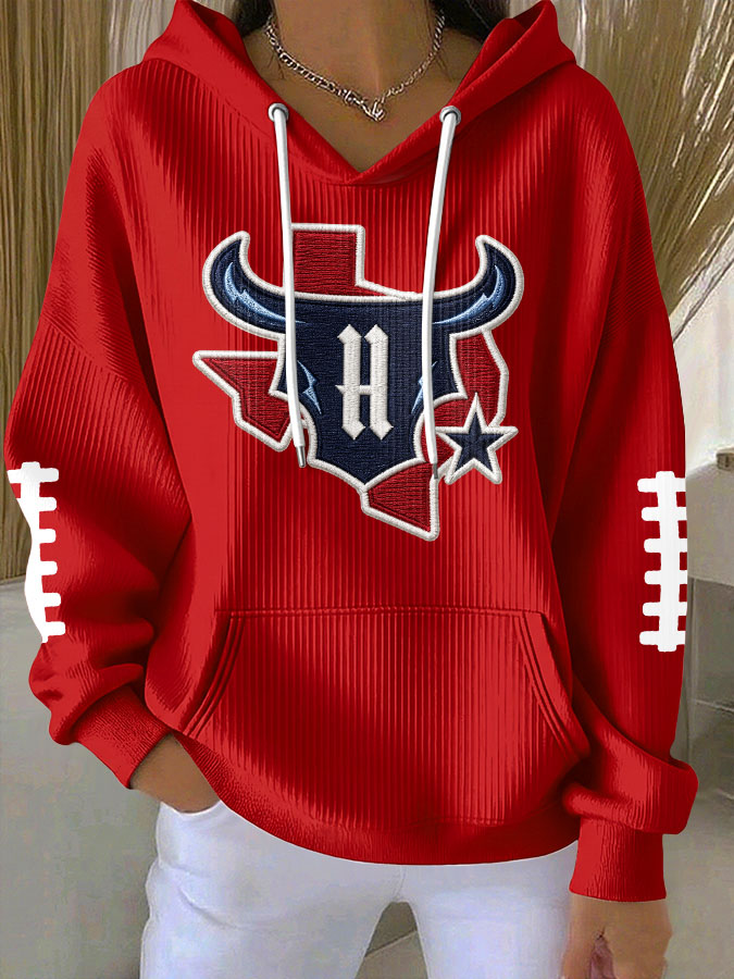 Women'S Football Print Hooded Sweatshirt