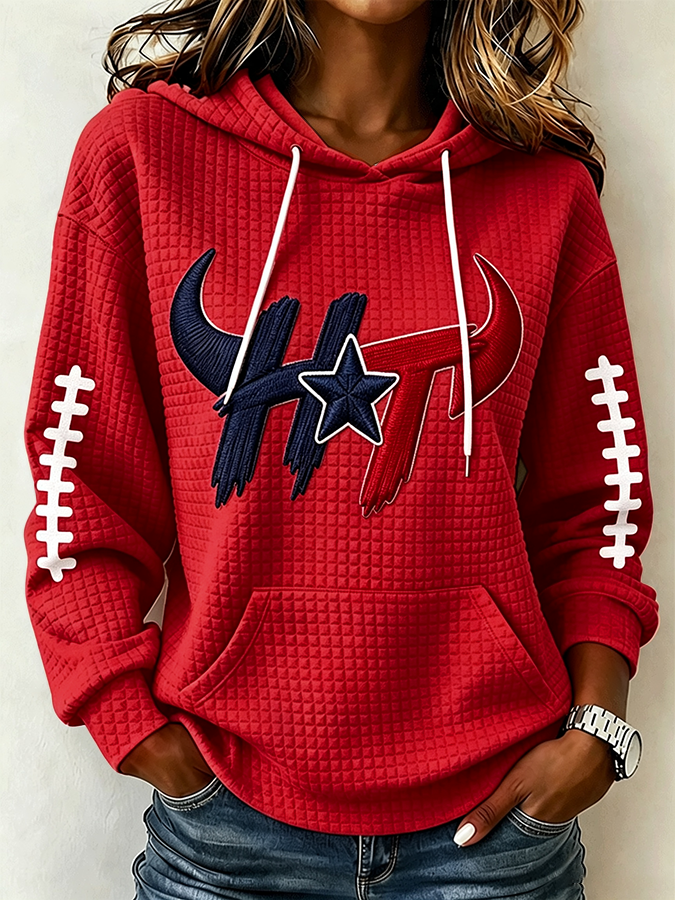 Women'S Football Printed Checkered Hoodie