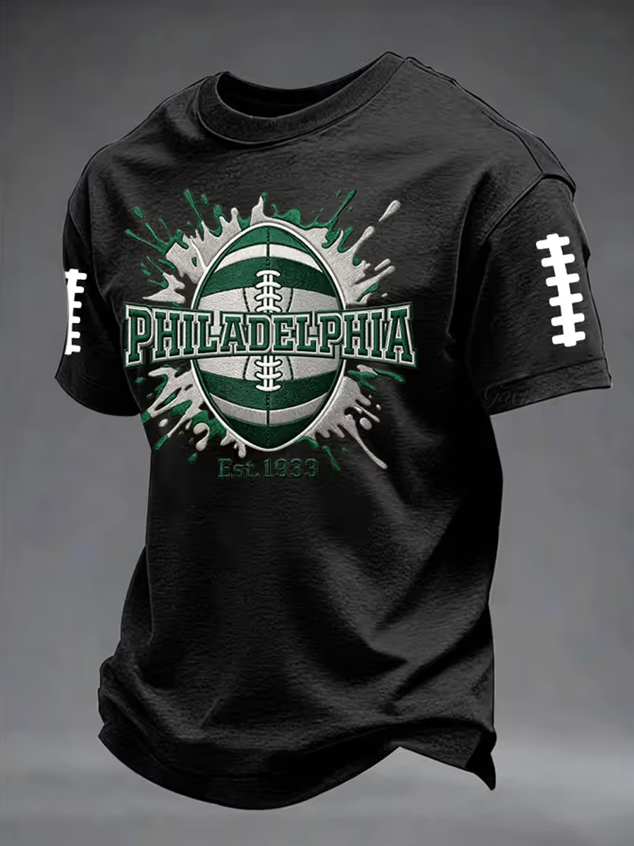 Men'S Football Print Short-Sleeve T-Shirt
