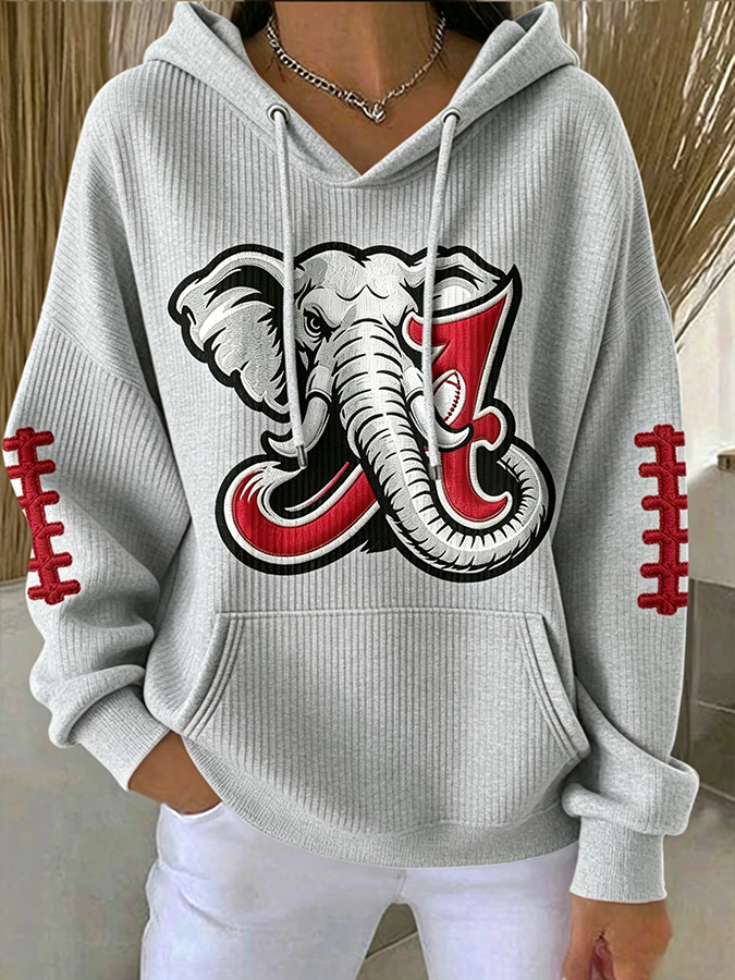 Women'S Rugby Printed Hooded Sweatshirt