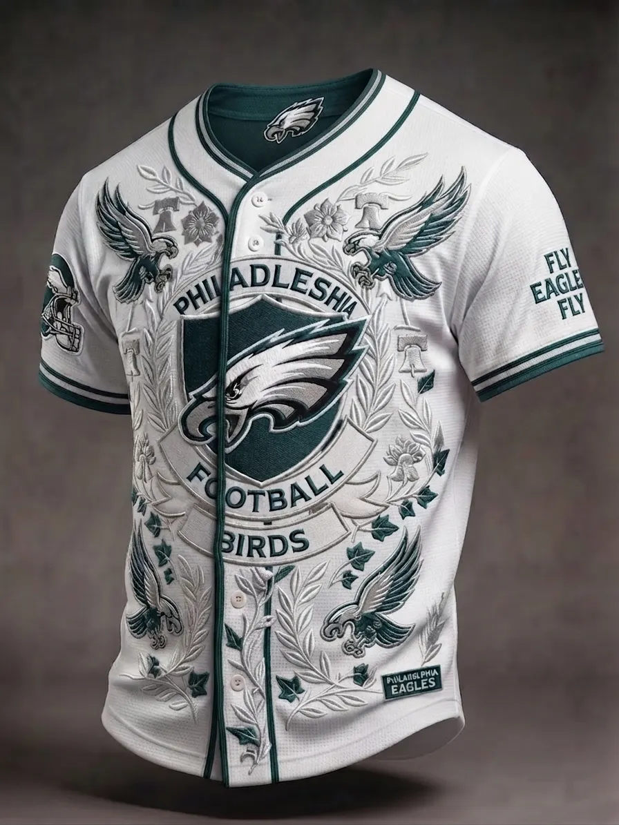 Men’s Philadelphia Eagles Floral Button-Up Football Jersey