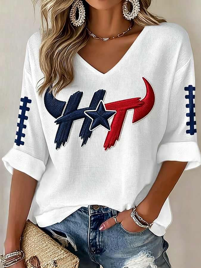 Women'S Football Casual Printed Top