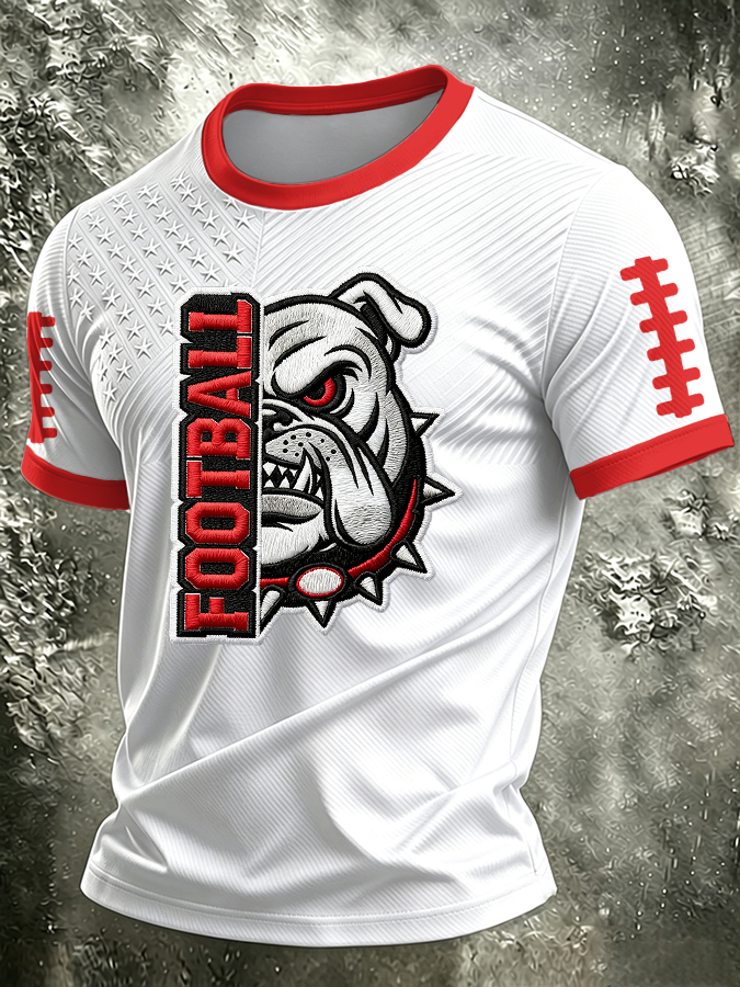 Men'S Rugby Printed Round Neck T-Shirt