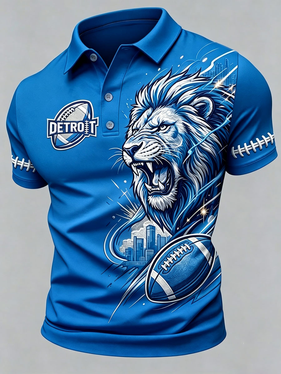 Men'S Football Fan Printed Polo Shirt
