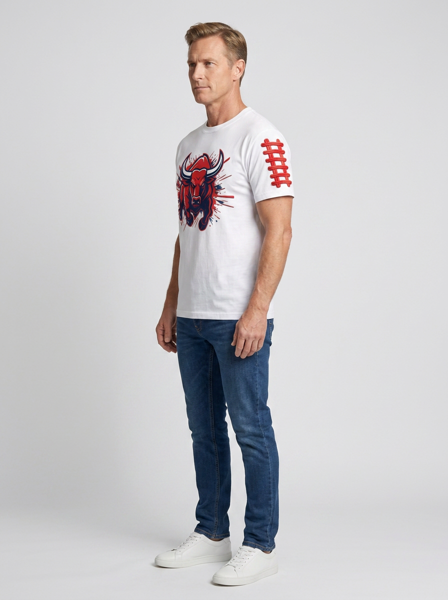 Men's Houston Texans Football Bull Graphic Printed T-shirt