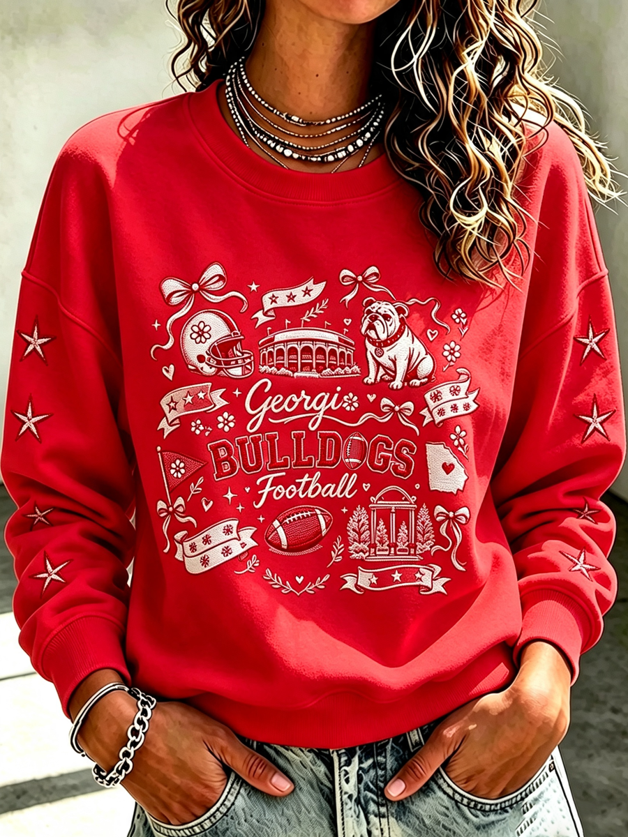 Women'S Retro Football Round Neck Sports Shirt