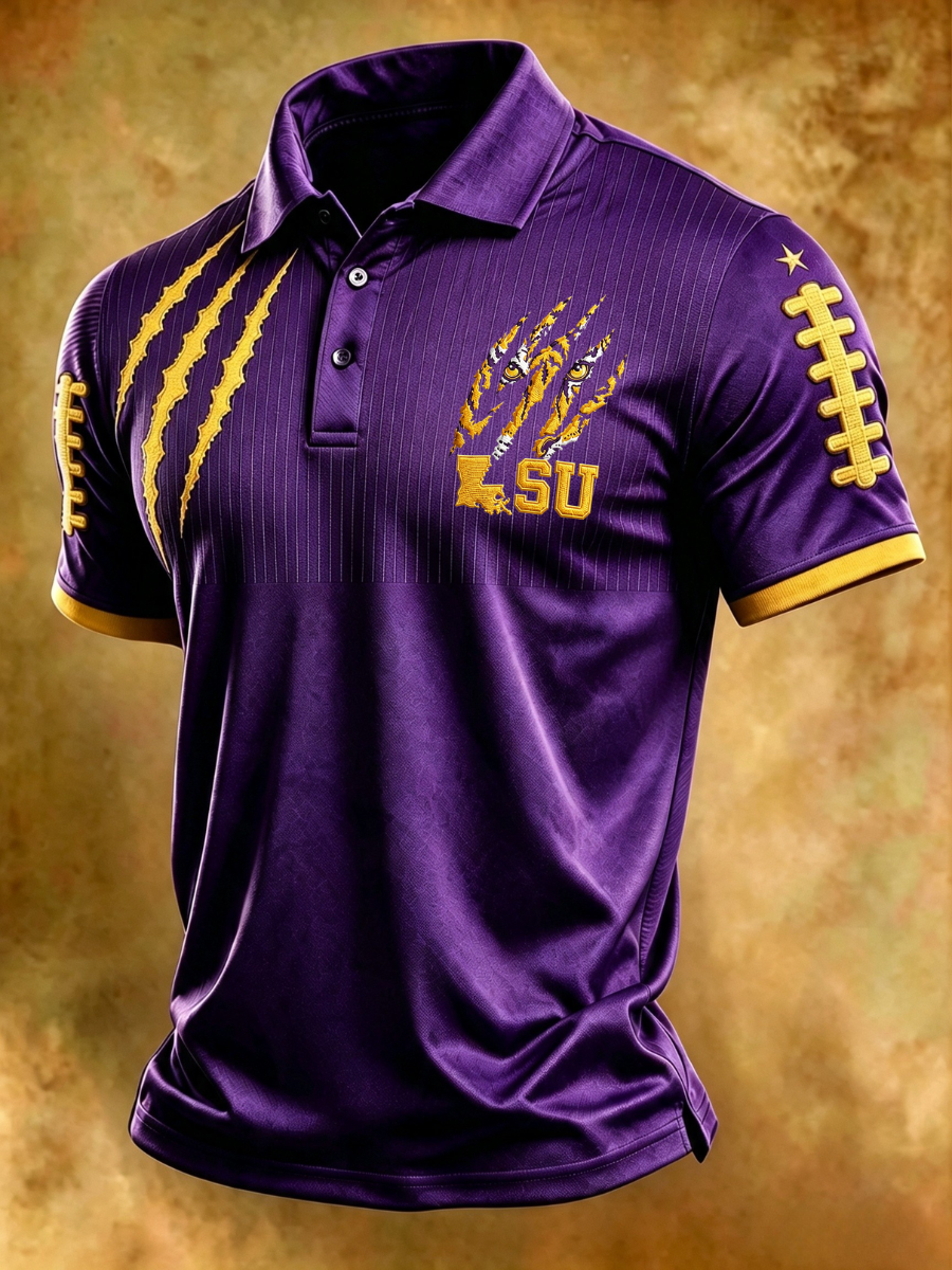 Men's Retro Rugby Collar Polo T-Shirt