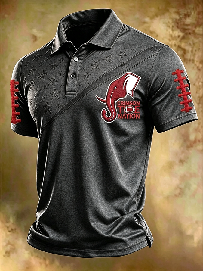 Men'S Retro Rugby Collar Polo T-Shirt