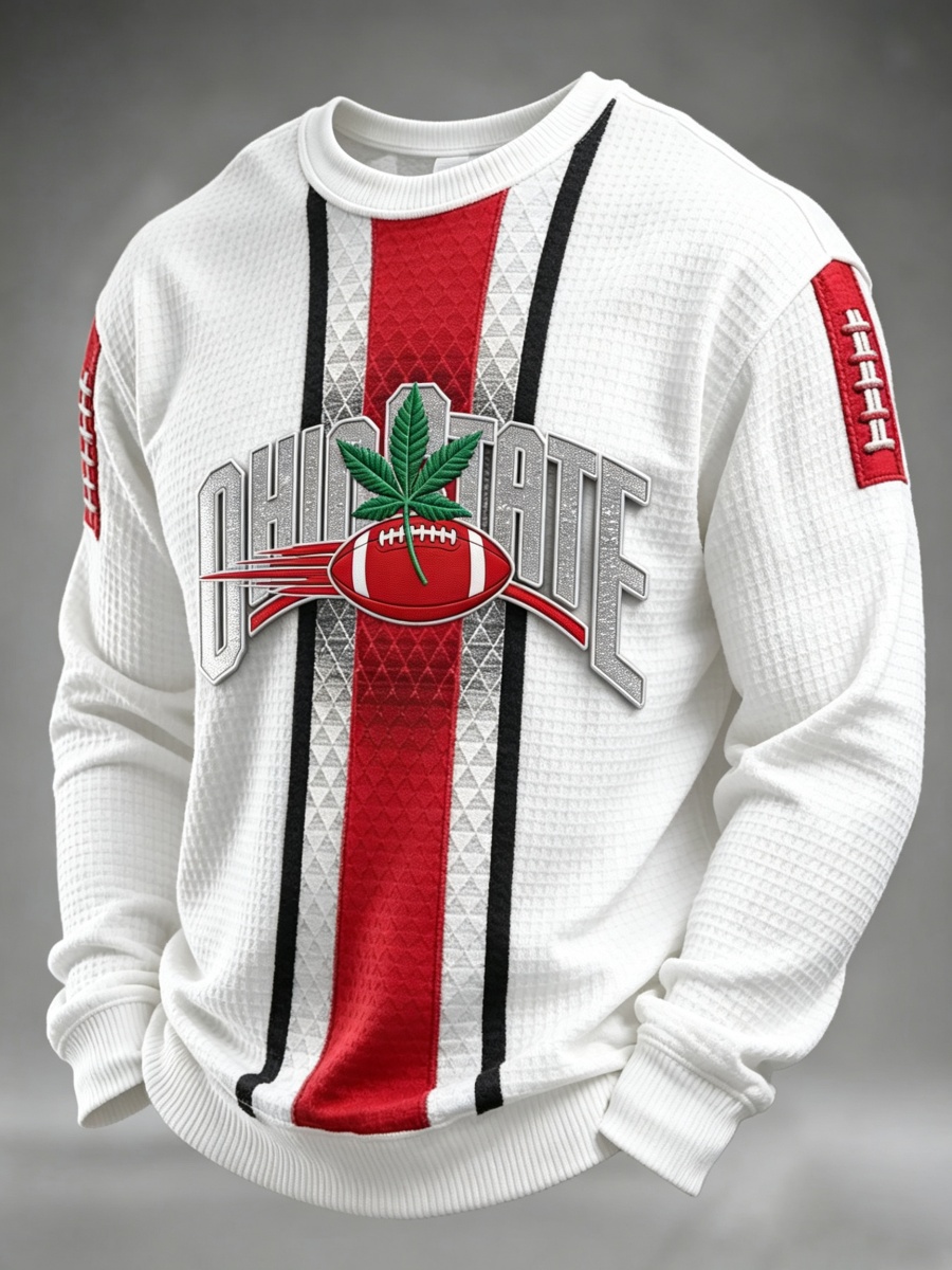 Men'S Football Game Printed Waffle Sweatshirt