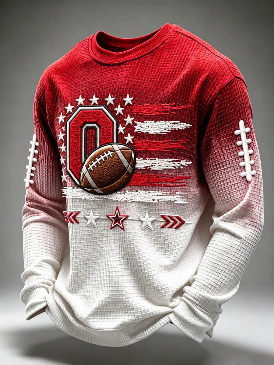 Men'S Football Game Printed Waffle Sweatshirt
