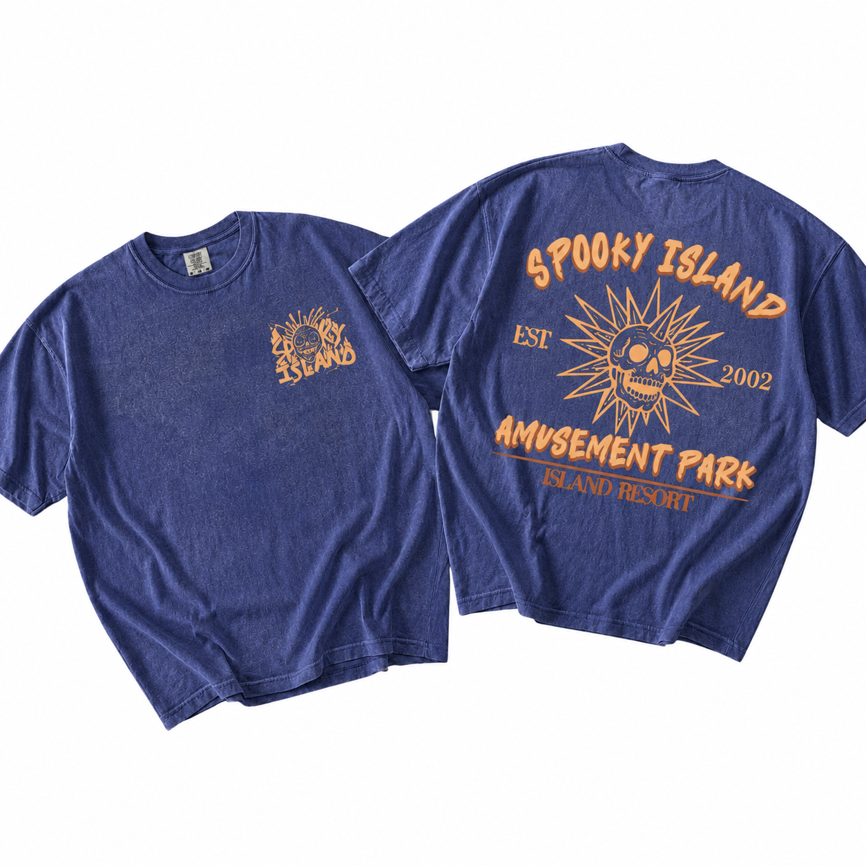 Unisex Spooky Island Washed T-Shirt, Retro Halloween Movie Shirt