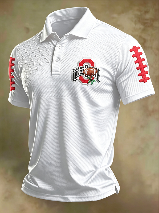 Men'S Retro Rugby Collar Polo T-Shirt