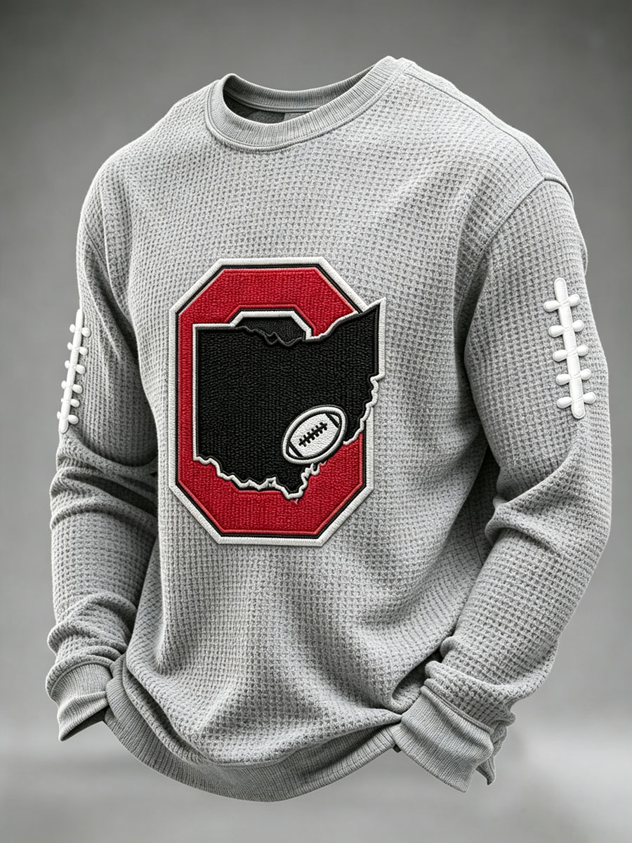 Men'S Football Game Printed Waffle Sweatshirt