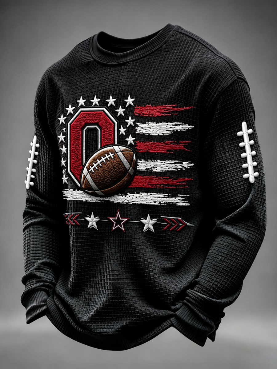 Men'S Football Game Printed Waffle Sweatshirt
