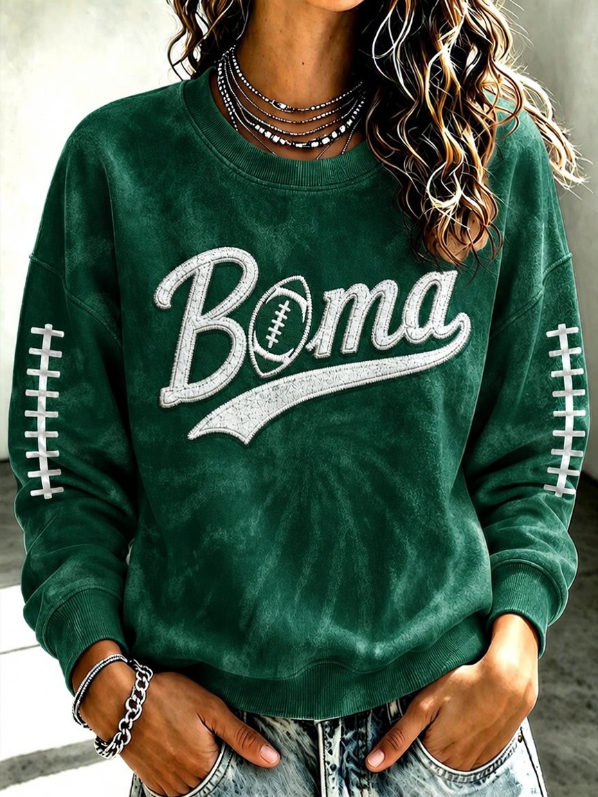 Women'S Retro Football Round Neck Sports Shirt