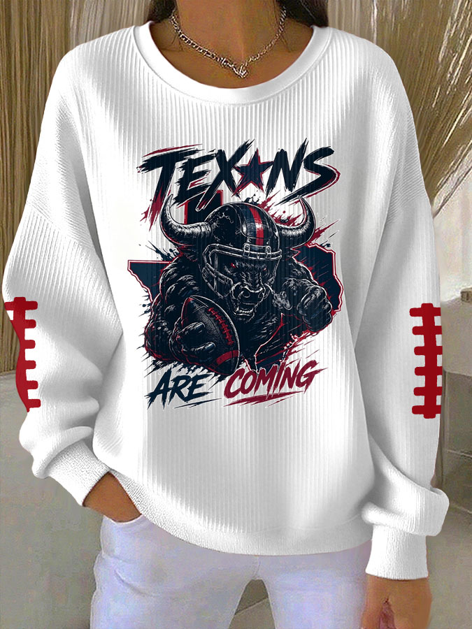 Women'S Football Print Hooded Sweatshirt