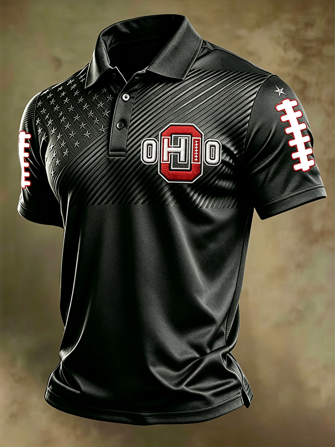 Men'S Retro Rugby Collar Polo T-Shirt