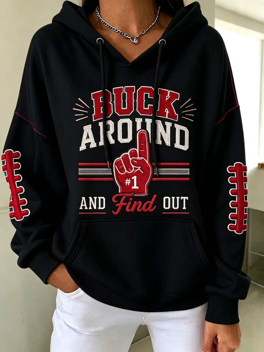 Women's Football Fan Printed Vintage Hoodie
