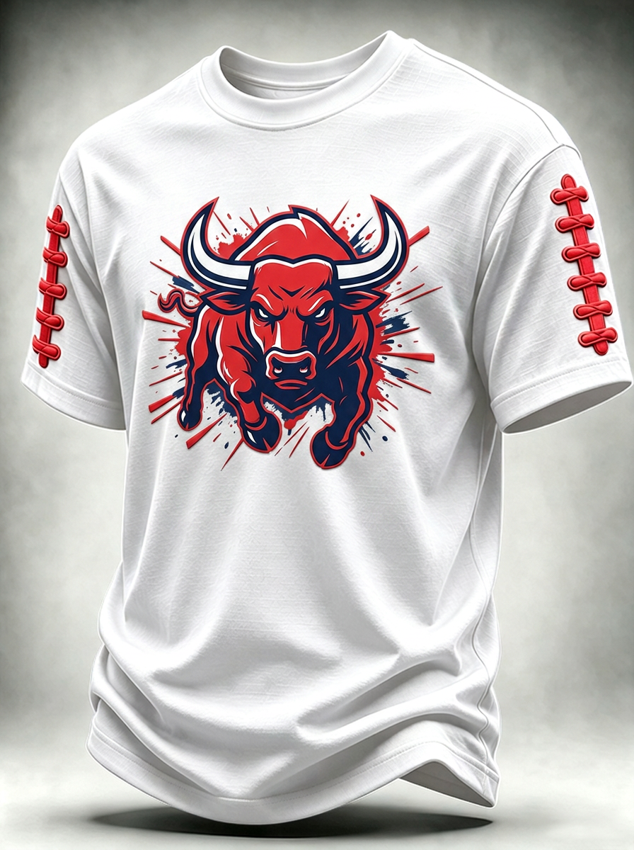 Men's Houston Texans Football Bull Graphic Printed T-shirt
