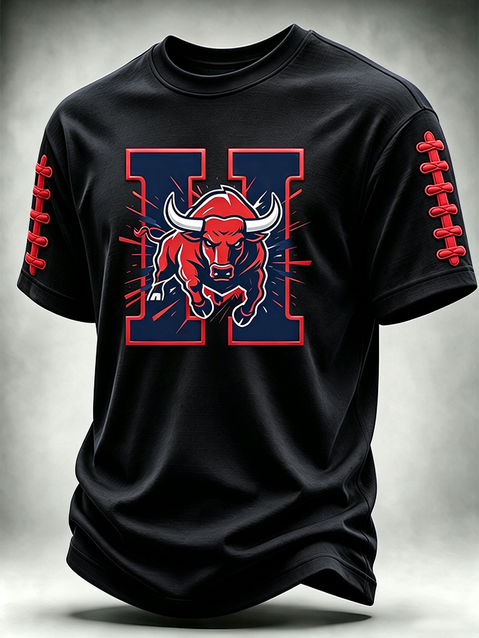 Men'S Rugby Printed Round Neck T-Shirt