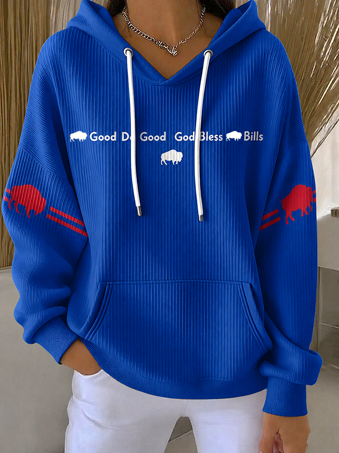 Women'S Football Casual Printed Hoodie