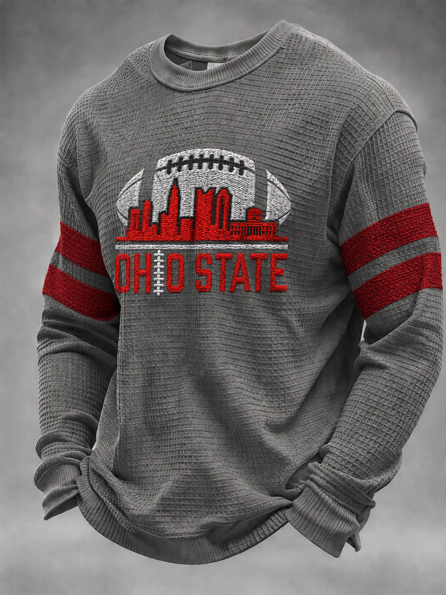 Men'S Football Game Printed Waffle Sweatshirt