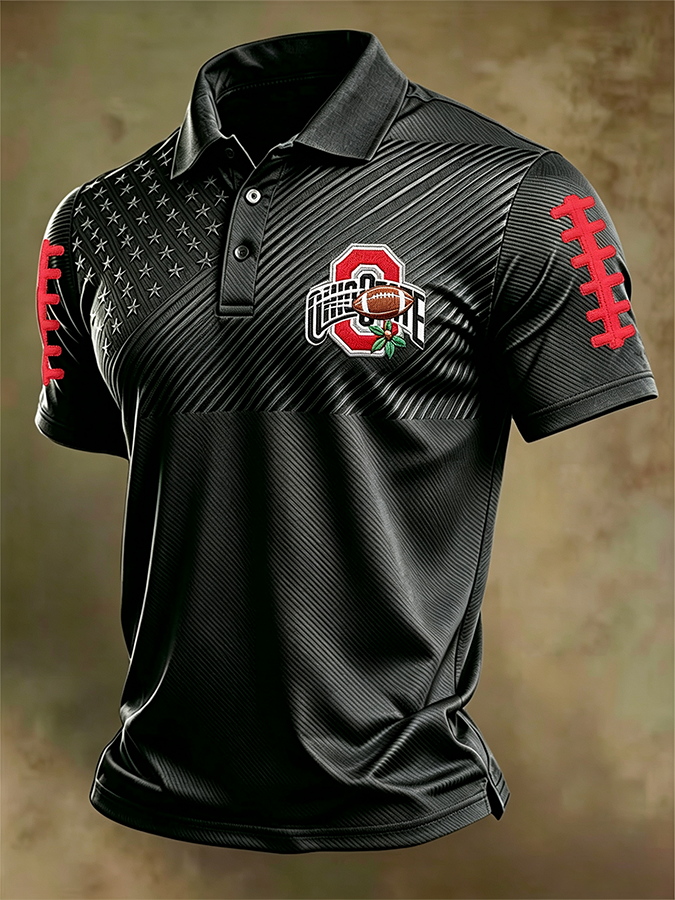 Men'S Retro Rugby Collar Polo T-Shirt