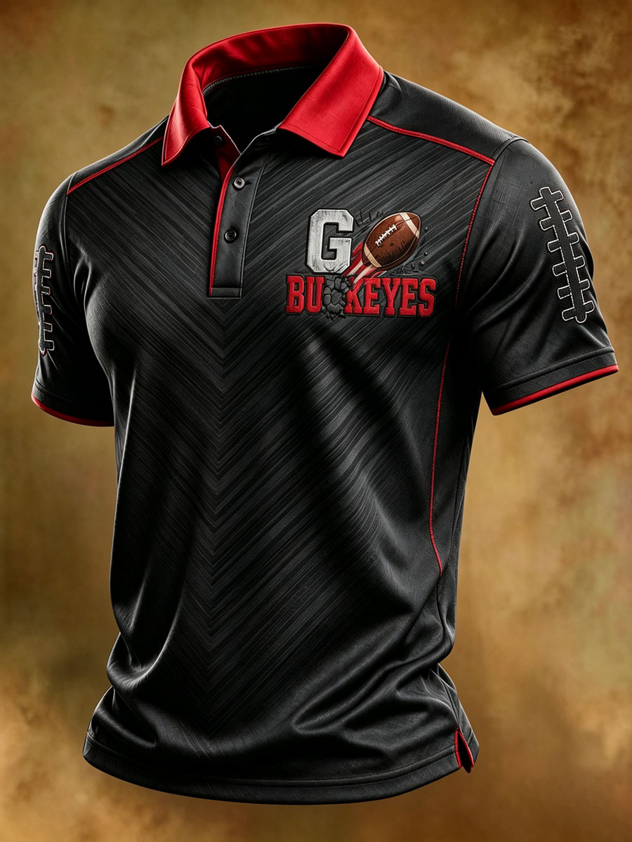 Men'S Retro Rugby Collar Polo T-Shirt