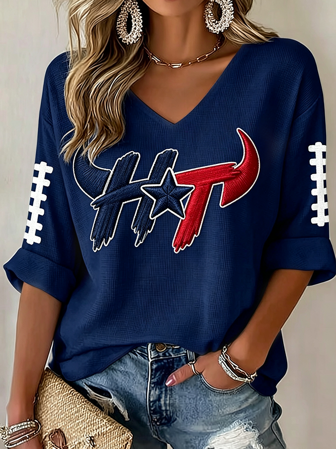 Women'S Football Casual Printed Top