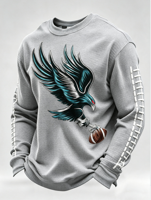 Men'S Football Game Print Waffle Sweatshirt