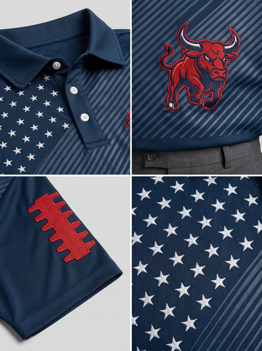 Men's Houston Texans Bull Football Stars Printed Polo Shirt