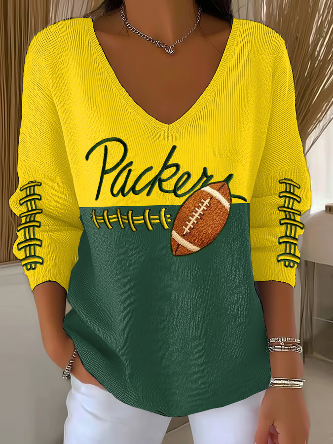 Women's Casual Football Print T-Shirt