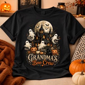 Grandma's Boo Crew Halloween Haunted House - Personalized Shirt - Gift for Grandma