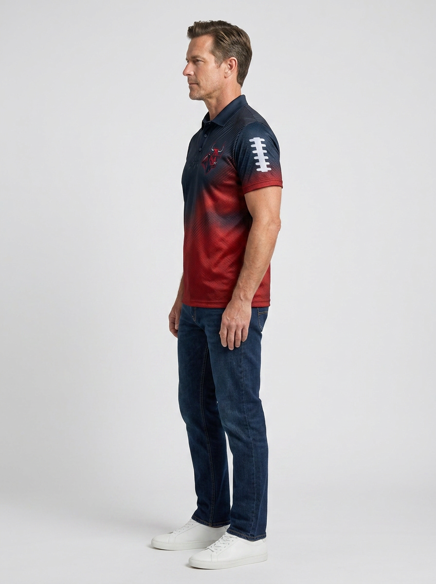 Men's Houston Texans Football Bull Logo Printed Polo Shirt