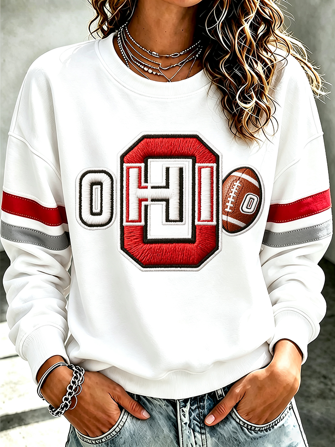 Ladies' Rugby Printed Round Neck T-Shirt
