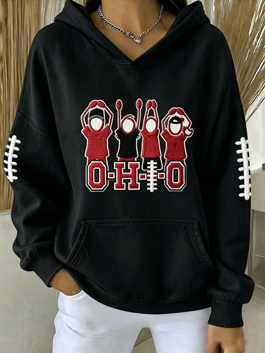 Women's Football Fan Printed Vintage Hoodie