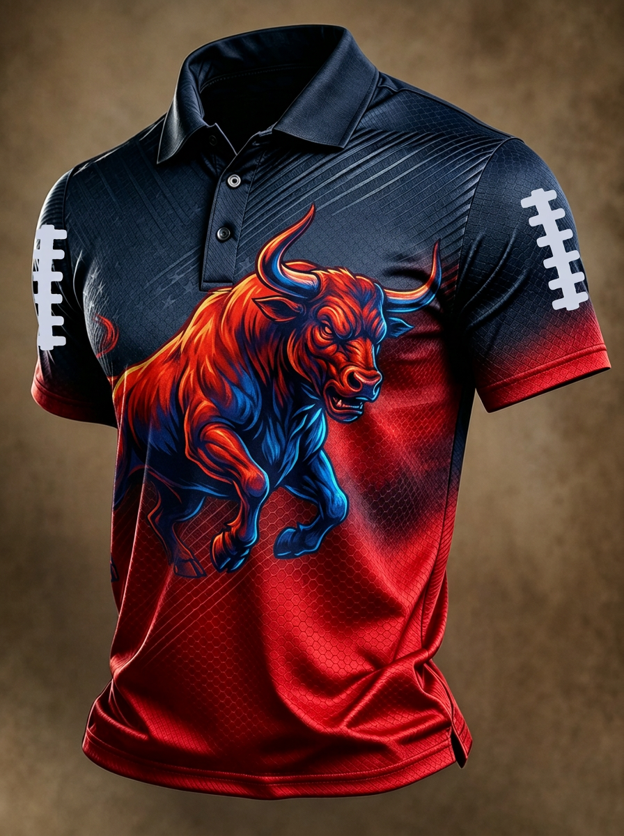 Men's Houston Texans Football Bull Printed Polo Shirt