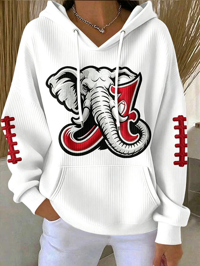 Women'S Rugby Printed Hooded Sweatshirt