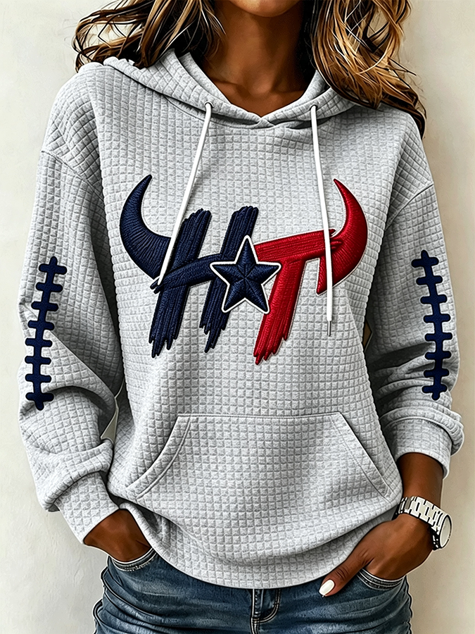 Women'S Football Printed Checkered Hoodie