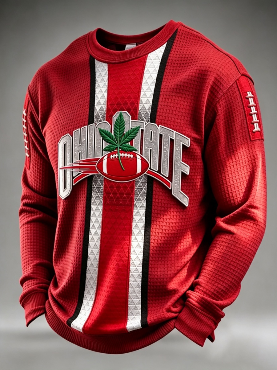 Men'S Football Game Printed Waffle Sweatshirt
