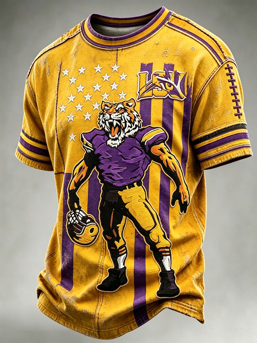 Men's Football Printed Round Neck T-Shirt