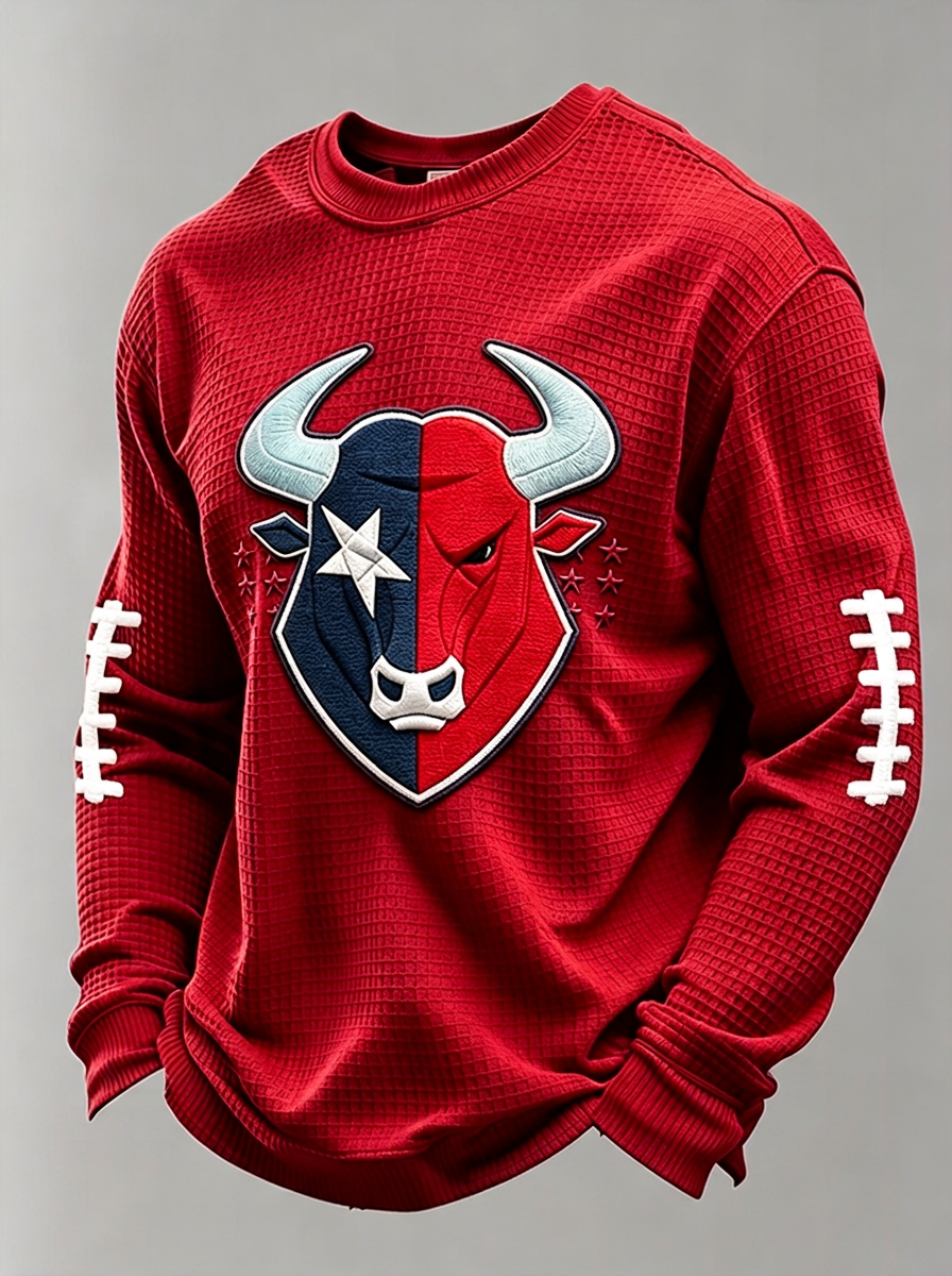 Men's Houston Texans Football Bull Star Printed T-shirt