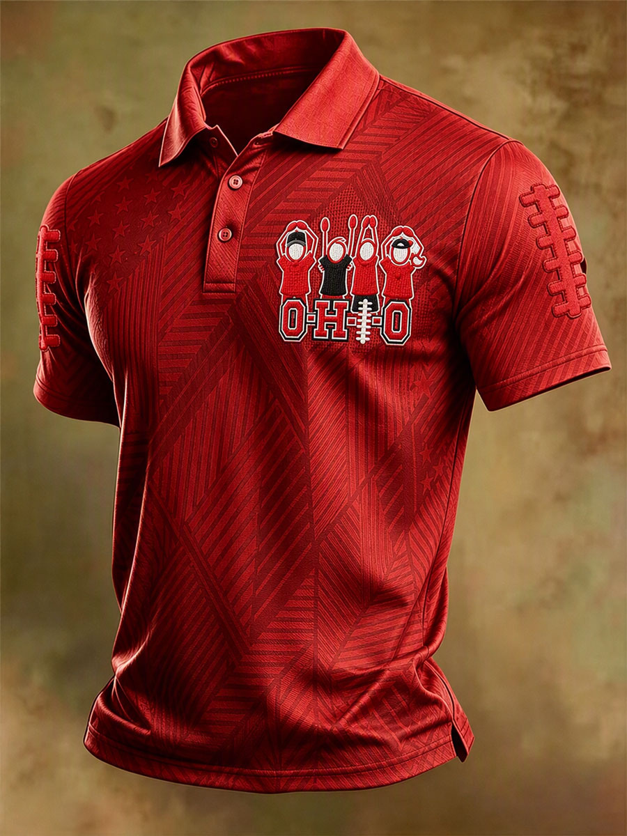Men'S Retro Rugby Collar Polo T-Shirt